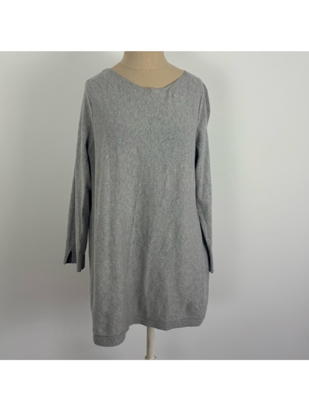 Ann Taylor Tunic Sweater Gray Long Sleeve L